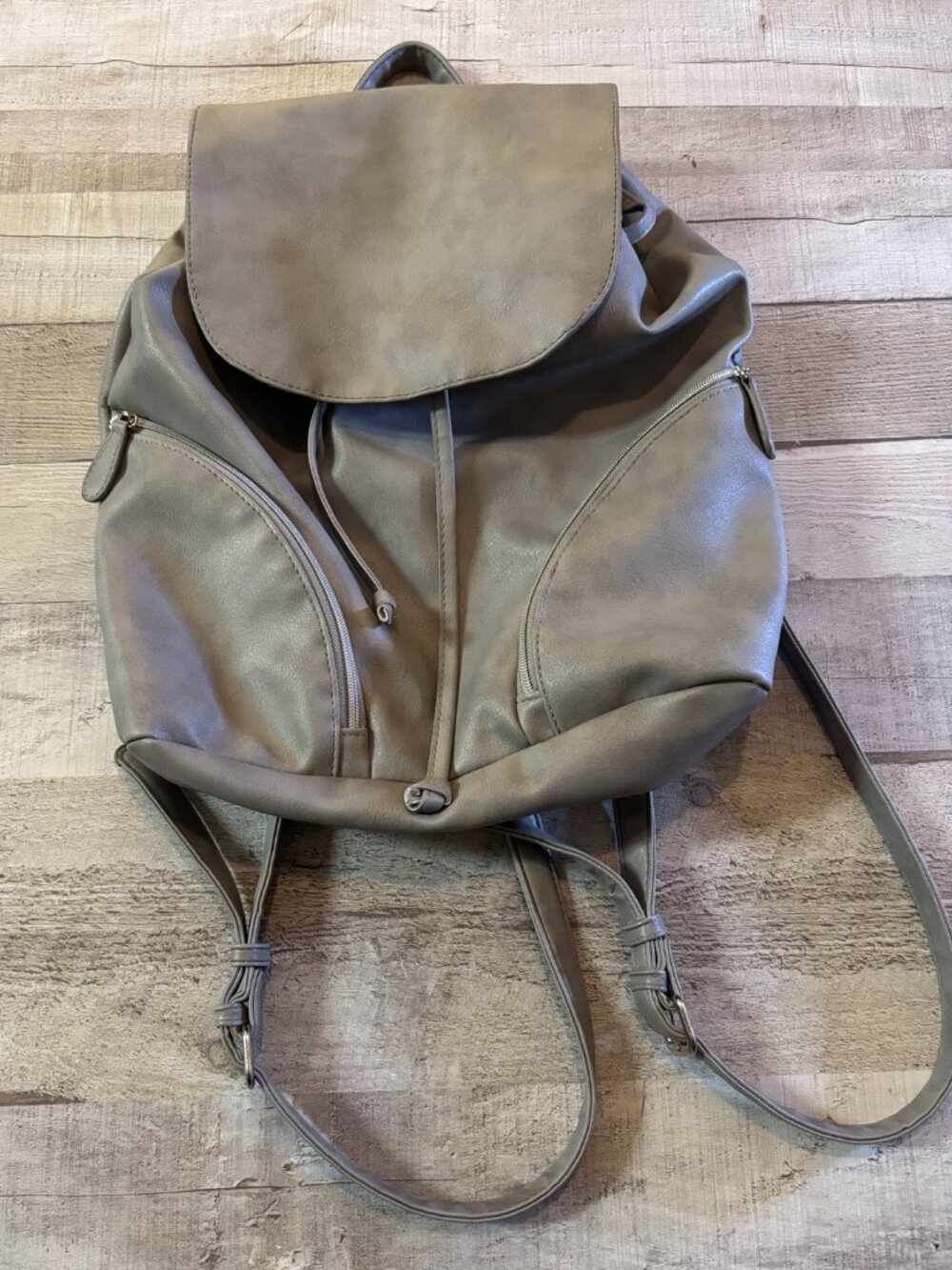 Leatherette Drawstring Backpack - Women's Casual Backpack